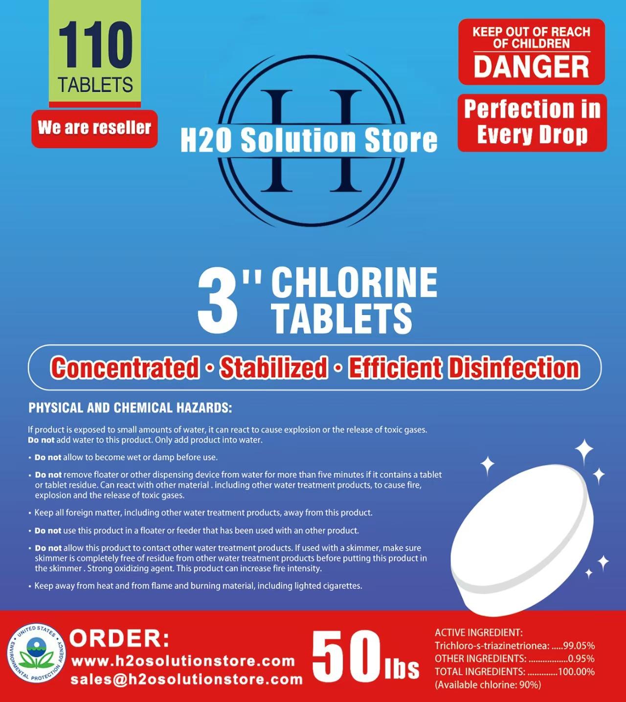 H2O Trichlor Chlorine Tablets 90%