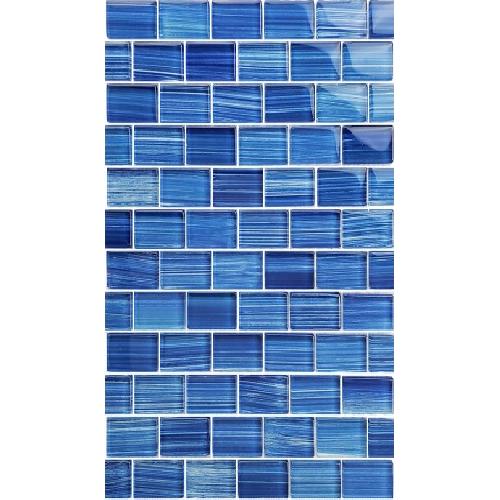 Artistry in Mosaics LLC; GW82348B10 Watercolors Collection Tile; Blue Blend Design; 1 Inch x 2 Inch; 8mm Thick; 12 Inch x 12 Inch Sheet; Glass; 1 sq-ft/Sheet