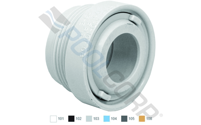 AquaStar Pool Products ASD101 Extender with Eyeball & Nut; 1-1/2 Inch MPT; UV-Resistant ABS; White