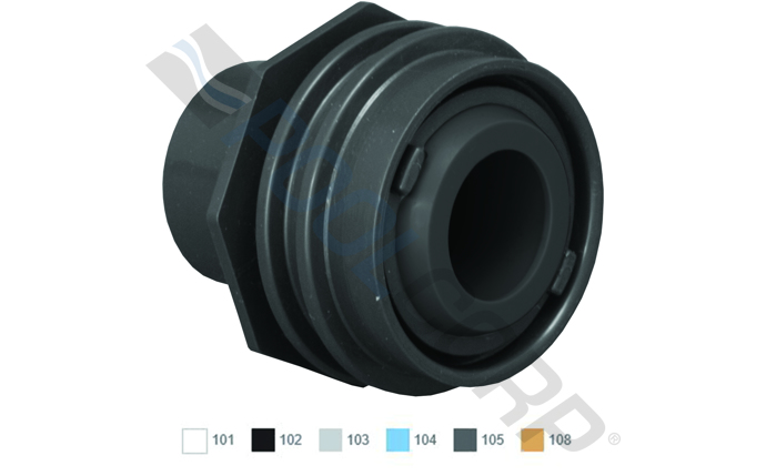 AquaStar Pool Products 305 Flush Mount Return Fitting with Water Stop; 1 Inch x 1-1/2 Inch Slip In; UV-Resistant ABS; Dark Gray