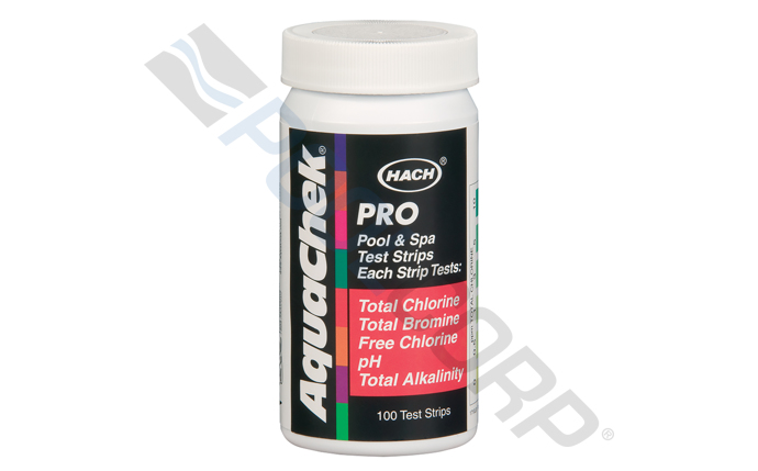 Hach 511710 AquaChek(R) Pro 5-In-1 Test Strip; Total Chlorine/Total Bromine/Free Chlorine Testing; 100 Strips/Bottle; 12 Bottles/Case
