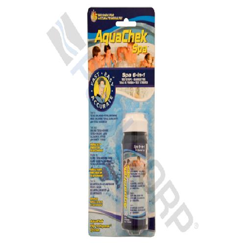 Hach 552244 Aquacheck(R) Spa(R) 6-In-1 Test Strip; Total Hardness/Total Chlorine/Total Bromine/Free Chlorine/pH/Total Alkalinity Testing; 50 Strips/Bottle; 12 Blister Cards/Case