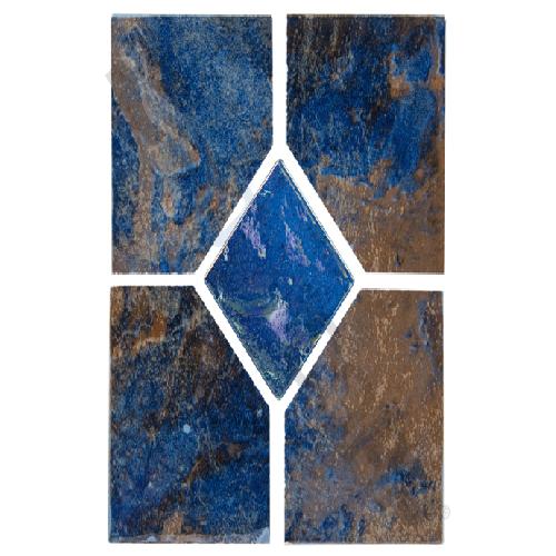 NPT TILE; CRL-RUSTIC DECO GL Coral Collection Glass Insert; Rustic Cut Deco Design; 6 Inch x 6 Inch; 10/Case