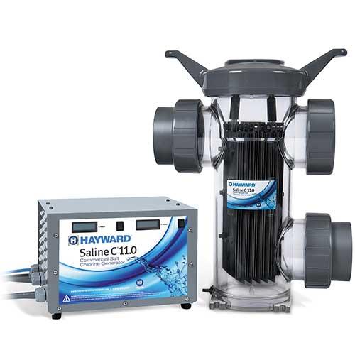 Hayward Pool Products; HCSC110; Sanitation; Saline C Series; Saline C 11.0 - Commercial Salt Chlorine Generator; Includes Power Supply & Vessel; Dual Control Mode; Generates 11 lbs of Chlorine/Day