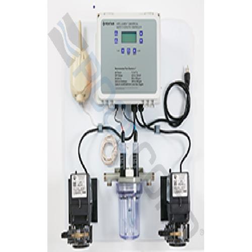 Pentair; 522578; IntelliChem(R) Commercial System - 2 Pumps; Type: Dual sanitization support w/standalone ScreenLogic remote PC connectivity; Packaged: Pre-mounted and pre-wired on 2’x2’ plastic backboard